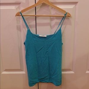 Mango aqua V neck chiffon top
